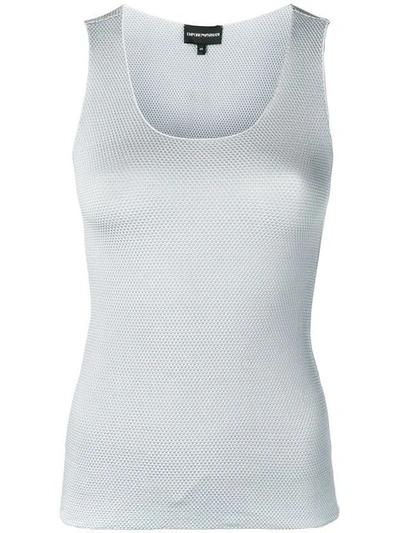 Shop Emporio Armani Textured Tank Top - Blue