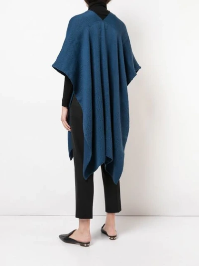 Shop Voz Hand-woven Poncho In Blue