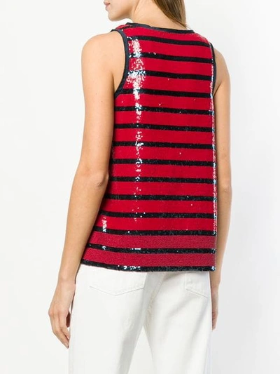 Shop Polo Ralph Lauren Striped Sequined Tank Top In Red