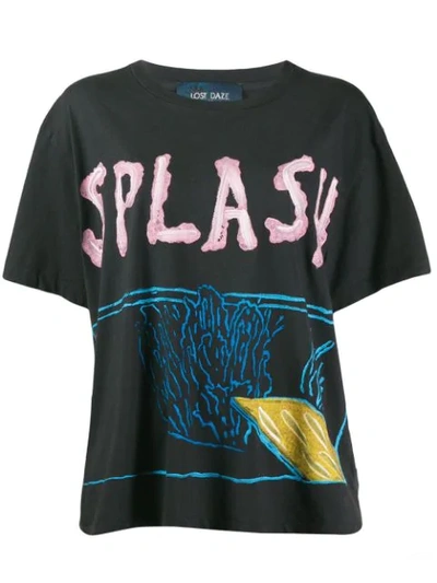 Shop Lost Daze 'splash Crew' T-shirt In Aabb Black