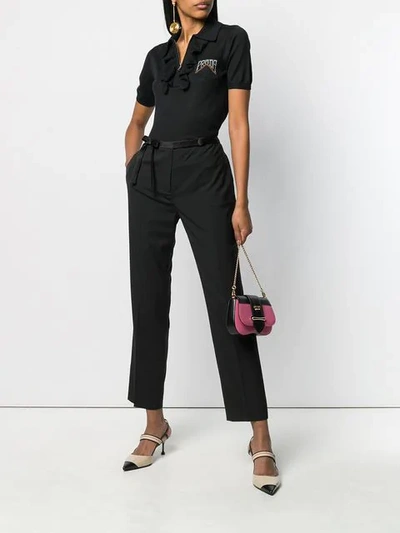 Shop Prada Ruched Detail Polo Shirt In Black