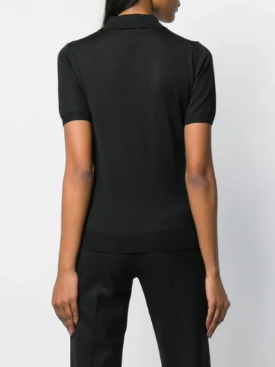 Shop Prada Ruched Detail Polo Shirt In Black