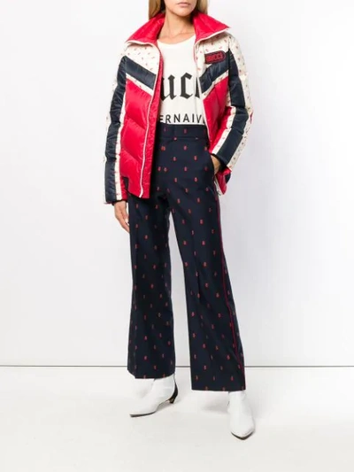 Shop Gucci Ladybug Cropped Trousers In 4238 Blue