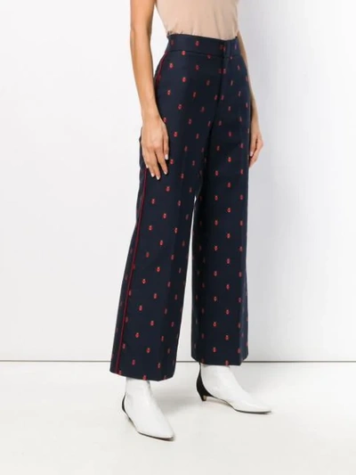 Shop Gucci Ladybug Cropped Trousers In 4238 Blue