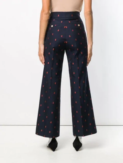 Shop Gucci Ladybug Cropped Trousers In 4238 Blue