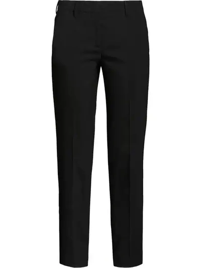 Prada Cropped Slim-fit Trousers In Black