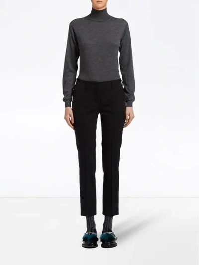 Prada Cropped Slim-fit Trousers In Black