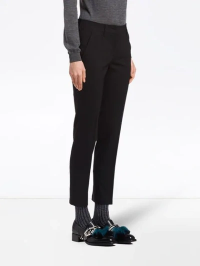 Prada Cropped Slim-fit Trousers In Black