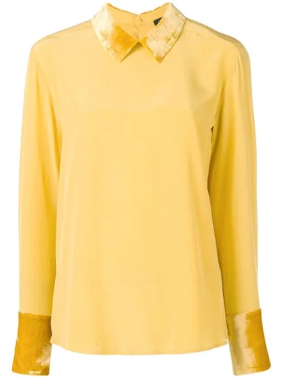 Shop Antonelli Velvet Collar Blouse - Yellow