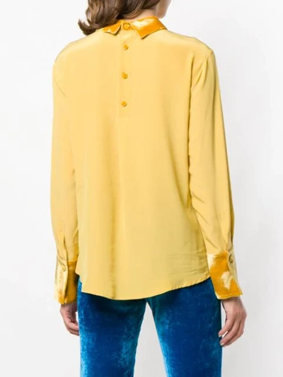 Shop Antonelli Velvet Collar Blouse - Yellow