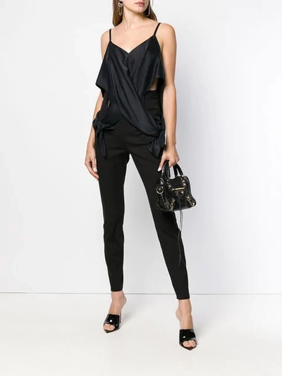 Shop Alexander Wang T T By Alexander Wang Sleeveless Wrap Cutout Blouse - Black