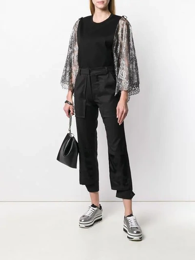 Shop Comme Des Garçons Lace Sleeve Top In Black