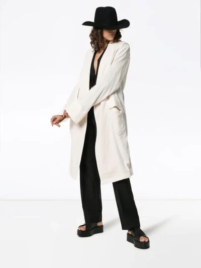 ANN DEMEULEMEESTER LOOSE FIT TIE WAIST MID LENGTH TRENCH COAT - 大地色