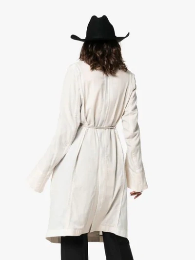 Shop Ann Demeulemeester Loose Fit Tie Waist Mid-length Trench Coat In Neutrals