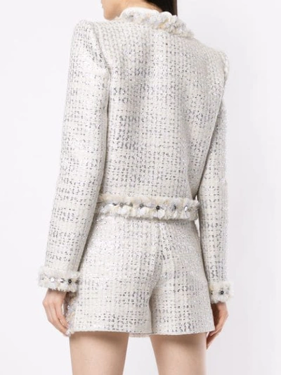 Shop Zuhair Murad Metallic Thread Tweed Jacket In White