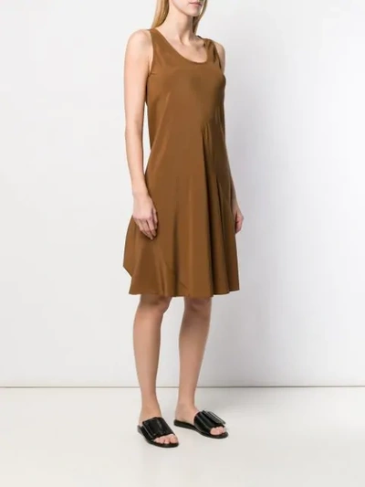 Shop Aspesi Sleeveless Pleated Detail Dress In Brown