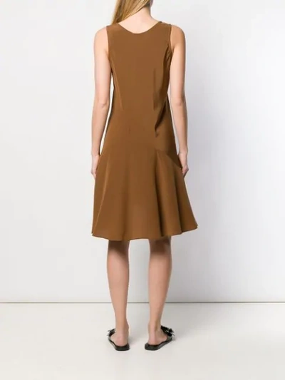 Shop Aspesi Sleeveless Pleated Detail Dress In Brown