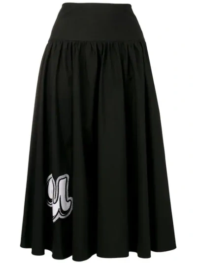Shop Pinko Embroidered Full Skirt In Black
