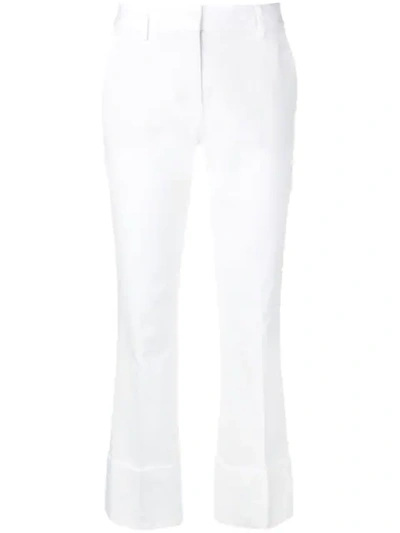 Shop Alberto Biani Turned Up Hem Trousers In White