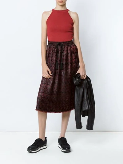 Shop À La Garçonne Pleated Jacquard Skirt In Brown