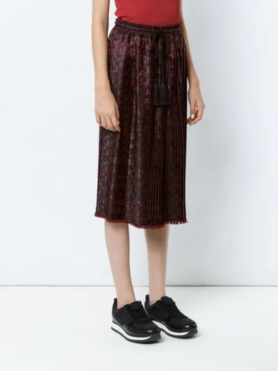 Shop À La Garçonne Pleated Jacquard Skirt In Brown