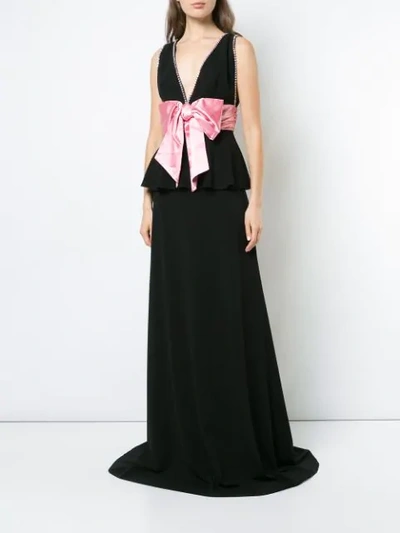 Shop Gucci Bow Detail Evening Dress In Black
