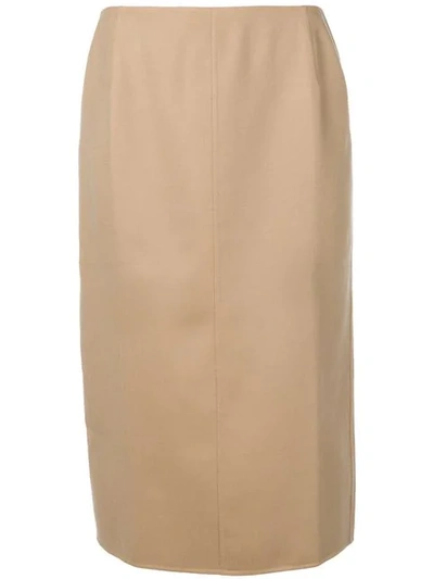 Shop Agnona Cashmere Pencil Skirt In Brown