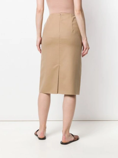 Shop Agnona Cashmere Pencil Skirt In Brown
