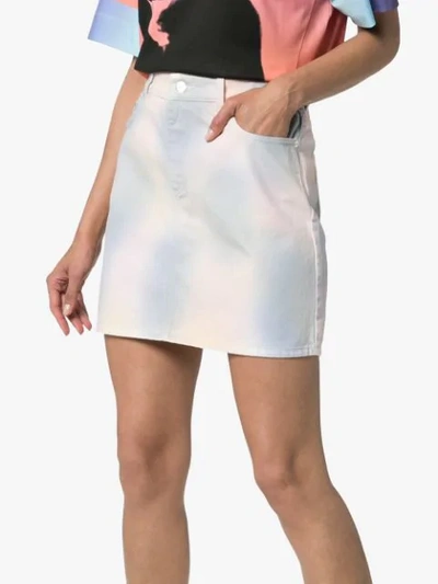 Shop Ganni Shiloh Tie-dye Denim Mini Skirt In 981 Rainbow