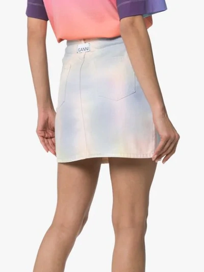 Shop Ganni Shiloh Tie-dye Denim Mini Skirt In 981 Rainbow