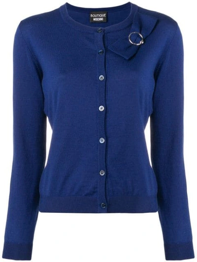 Shop Boutique Moschino Bow Detailed Cardigan In Blue