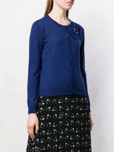 Shop Boutique Moschino Bow Detailed Cardigan In Blue
