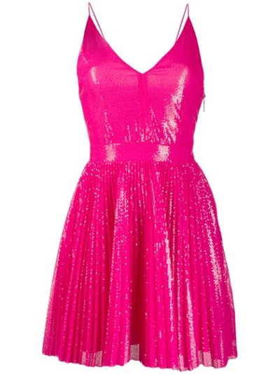 Shop Msgm Sequinned Flared Dress In Pink
