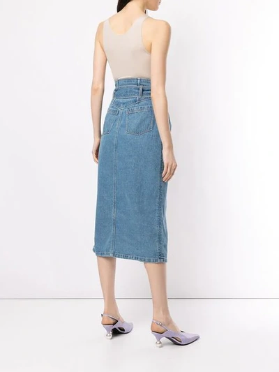 Shop Anna October Asymmetric Waist Denim Skirt - Blue