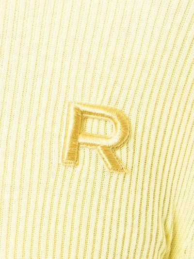 Shop Rochas Ribbed Knit Cardigan In Yellow