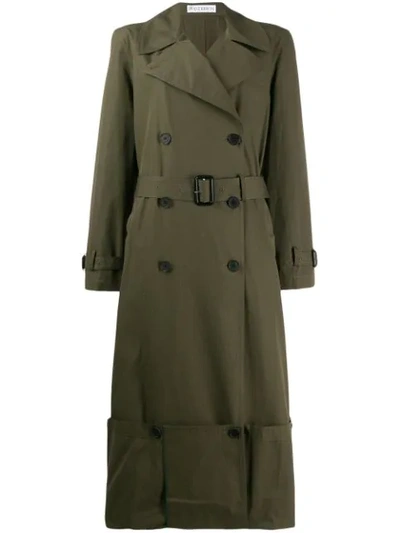 Shop Jw Anderson Folded Hem Trench Coat In Green