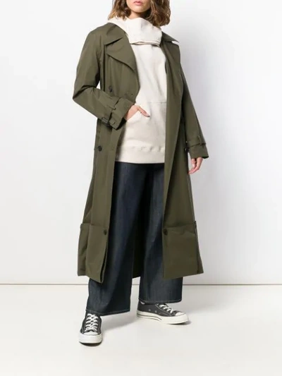 Shop Jw Anderson Folded Hem Trench Coat In Green