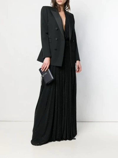 Shop Saint Laurent Pleated Evening Dress In Black