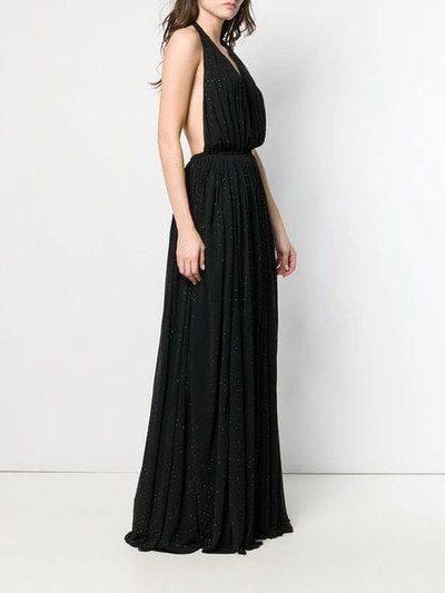 Shop Saint Laurent Pleated Evening Dress In Black