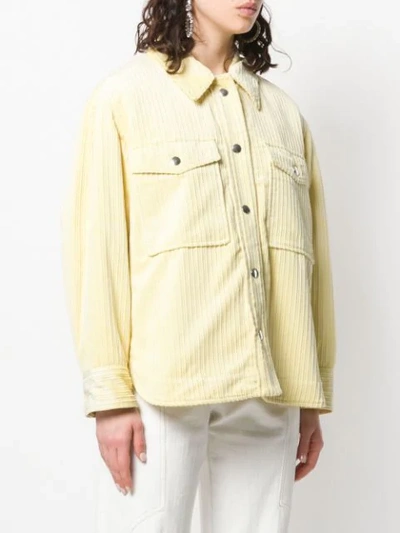 Shop Isabel Marant Ribbed Shirt Jacket In Yellow