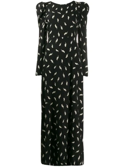 Shop P.a.r.o.s.h Lightning Bolt Print Dress In Black