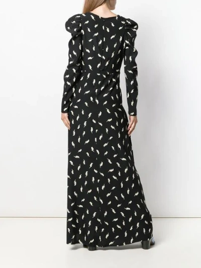 Shop P.a.r.o.s.h Lightning Bolt Print Dress In Black