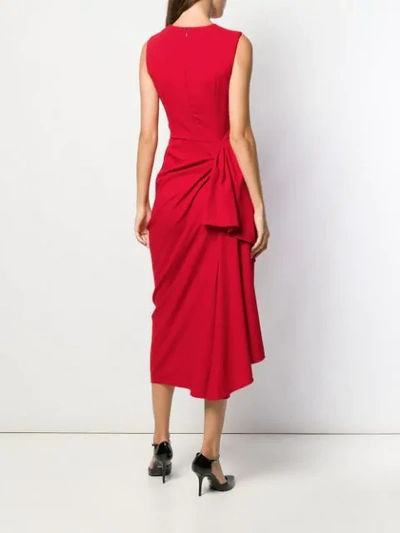 Shop Alexander Mcqueen Draped Crepe Midi Dress In Red