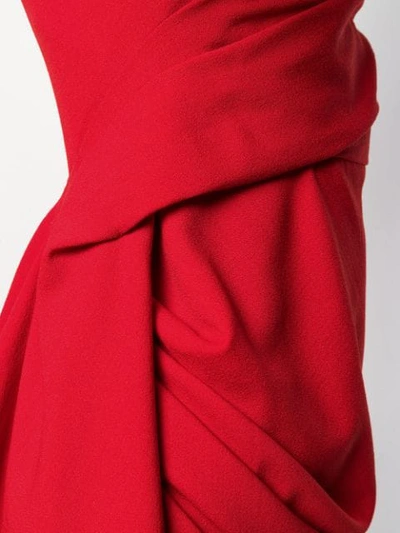 Shop Alexander Mcqueen Draped Crepe Midi Dress In Red