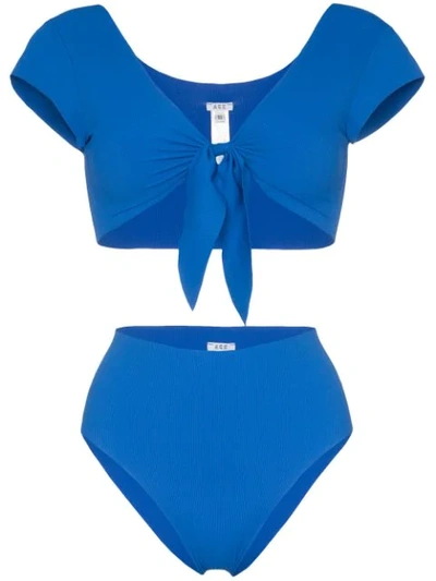 Shop Ack Marina Stadio Reversible Top Bikini In Blue