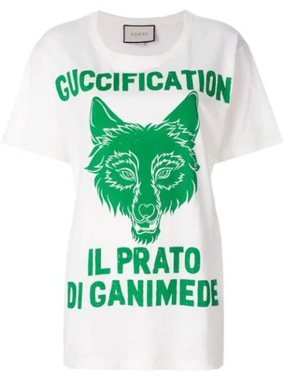 GUCCI IL PRATO DI GANIMEDE GUCCIFICATION印花T恤 - 白色