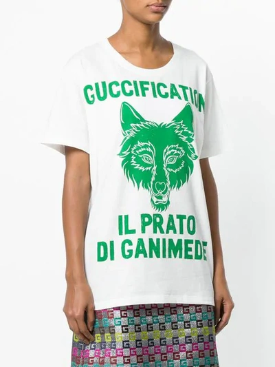 Shop Gucci Fication Print T-shirt In White