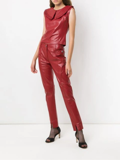 Shop Andrea Bogosian Leather Blouse - Red