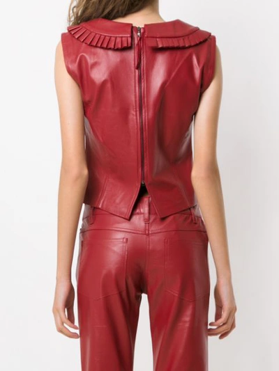 Shop Andrea Bogosian Leather Blouse - Red