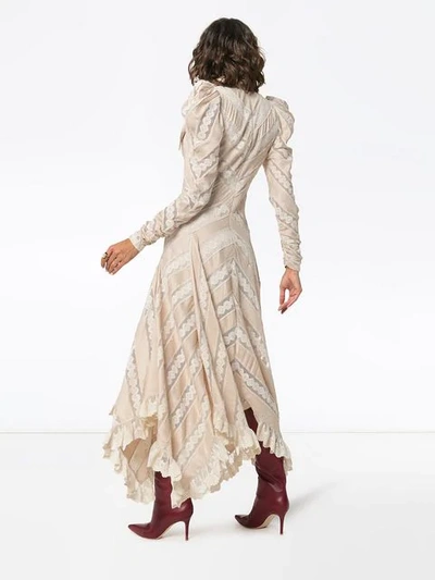 Shop Zimmermann Unbridled Chevron Panel Silk Dress In Neutrals
